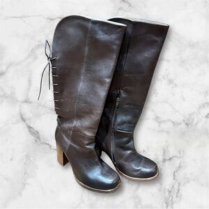 New 100% Leather Anthropology Cubanas Brown Boots Size 7